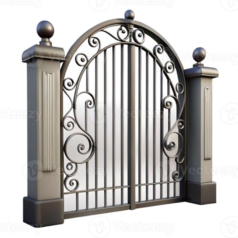stunning artistic Iron gate, decorative, wrought iron, authentic png
