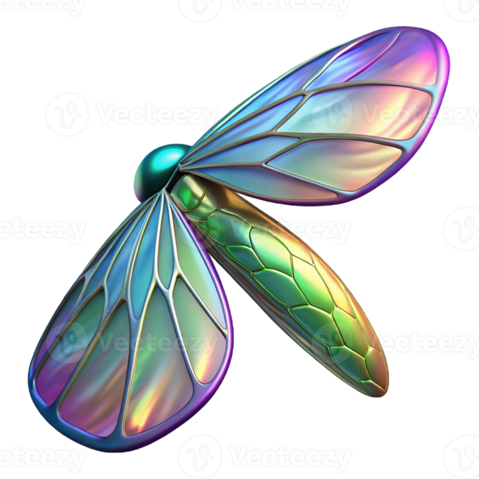 vibrant minimalist Alien Insect Wing, iridescent, intricate veins premium png