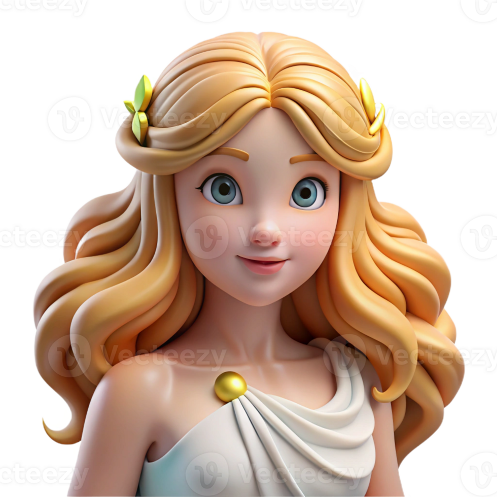 magnificent minimalist Aphrodite, Goddess of Love and Beauty, flowing hair, high resolution png
