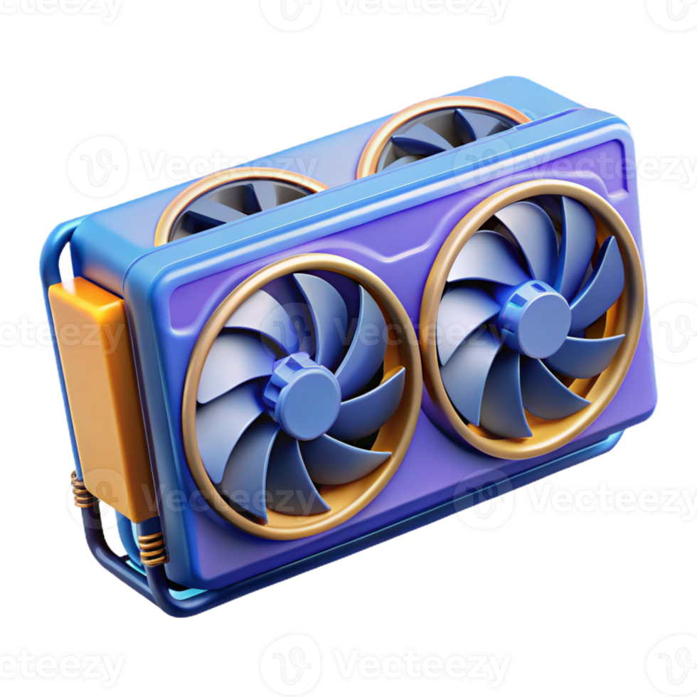 stunning abstract A graphics card with multiple fans, authentic png