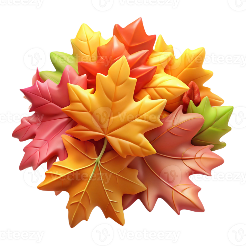 impressive artistic Pile of colorful autumn leaves genuine png