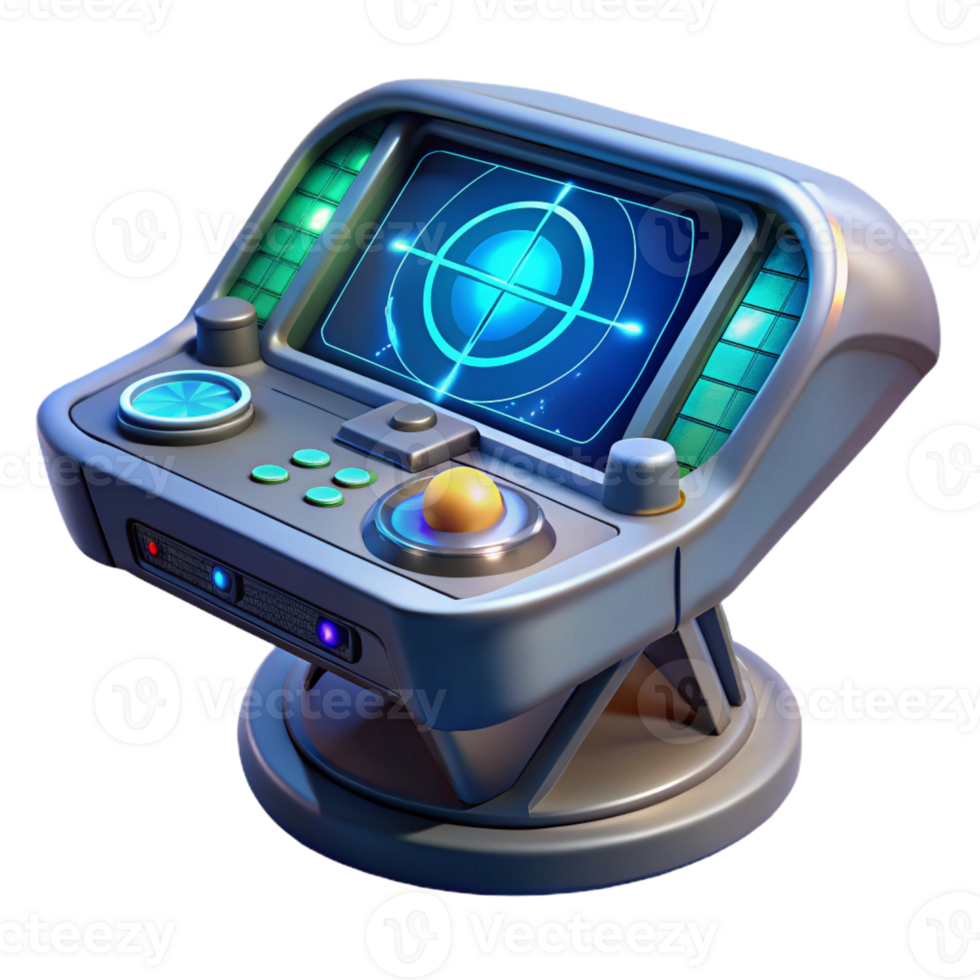 magnificent creative Spaceship navigation console, holographic display detailed png