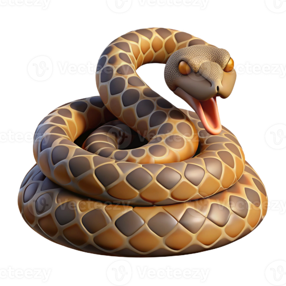 impressive modern A rattlesnake, coiled and rattling detailed png