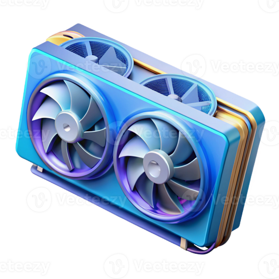 magnificent vintage A graphics card with multiple fans, high quality png