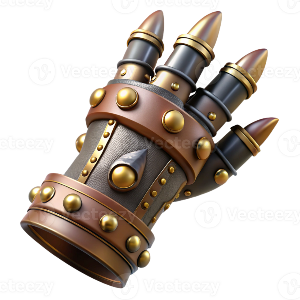 extraordinary artistic Steampunk gauntlet with articulated fingers and spiked knuckles authentic png