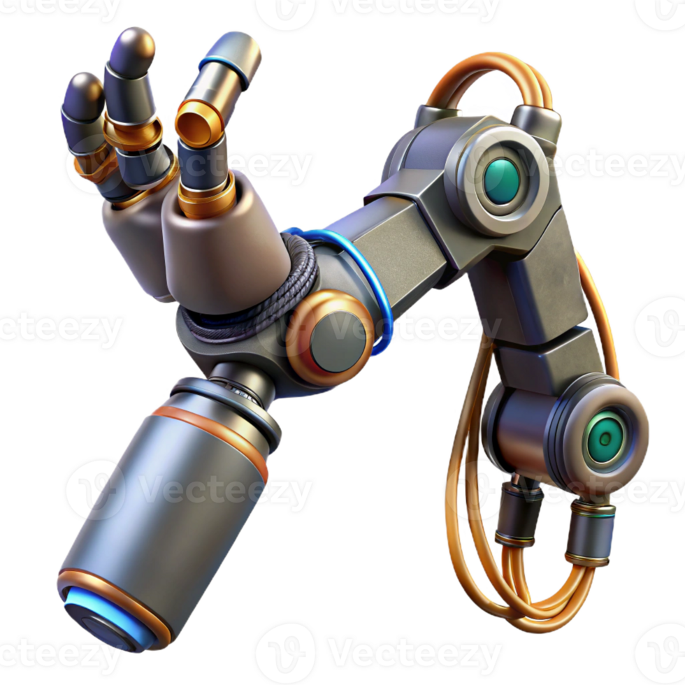 extraordinary rustic Cyberpunk robotic arm with intricate wiring authentic png