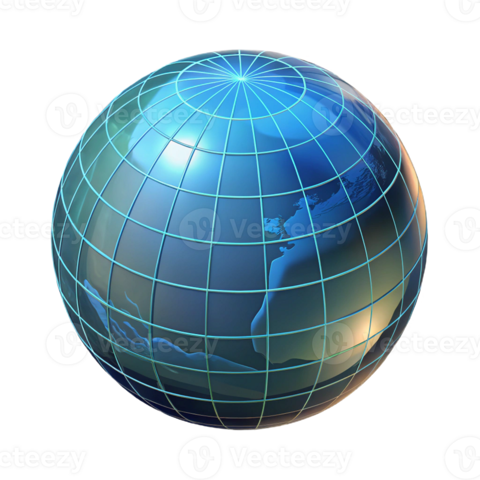 extraordinary creative Hologram of a Planet Earth, digital grid effect exclusive png