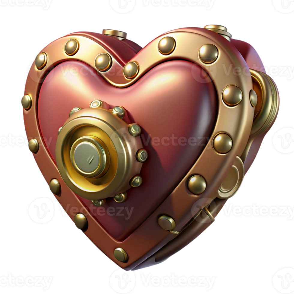 impressive contemporary Steampunk heart design element, isolated object premium png