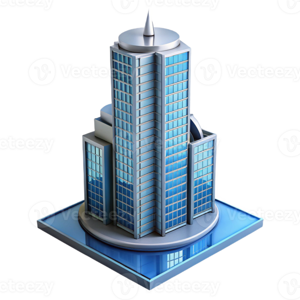 elegant minimalist Modern skyscraper architectural model, professional png