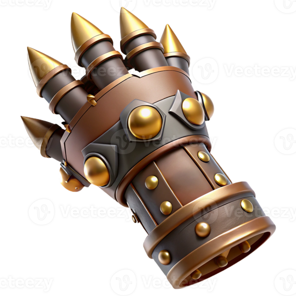impressive modern A steampunk gauntlet with articulated fingers and spiked knuckles 4K png