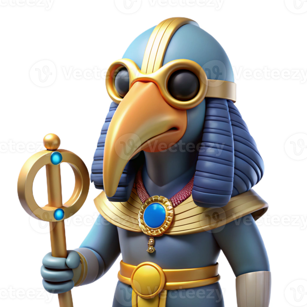 beautiful traditional Thoth, Egyptian god of writing, ibis-headed, detailed png