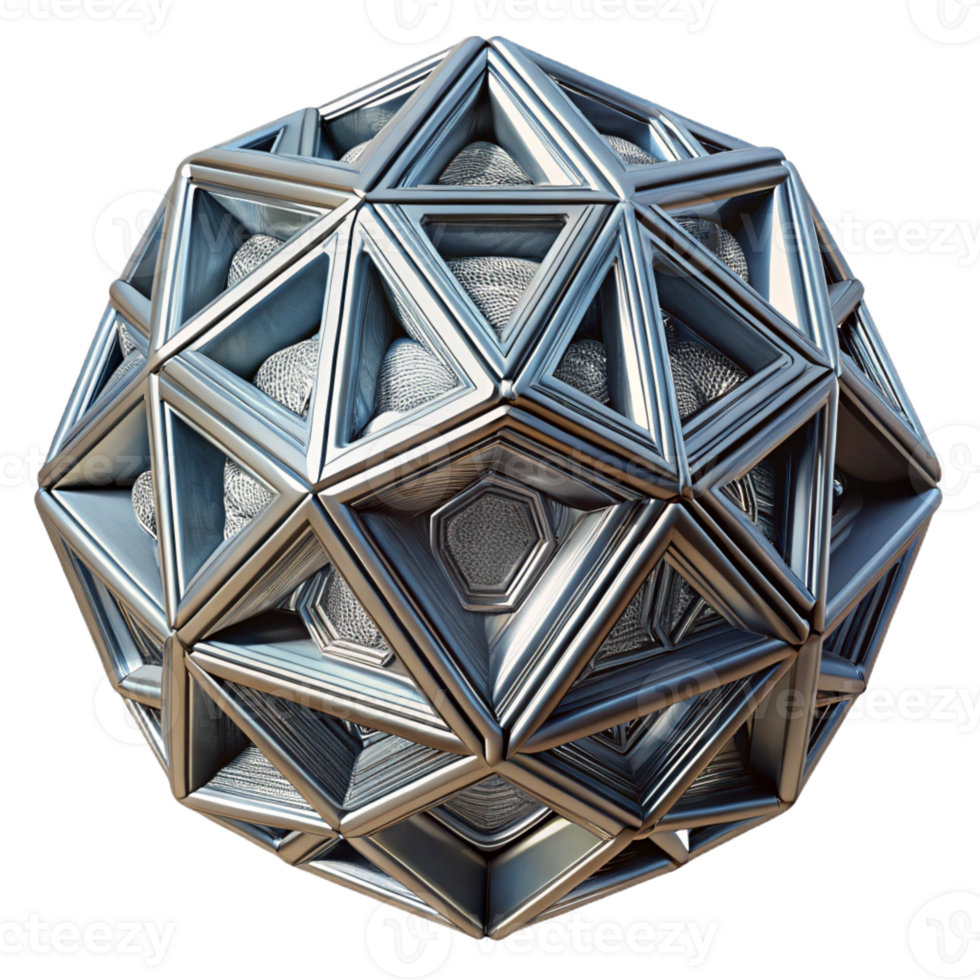 beautiful contemporary A metallic, geometric shape with intricate engravings high resolution png