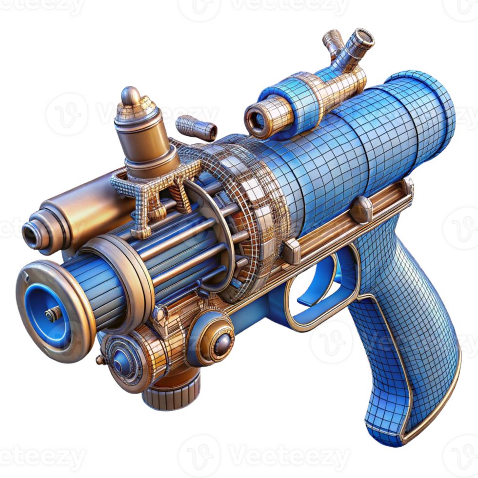 beautiful classic Steampunk weapon blueprint diagram, isolated object exclusive png