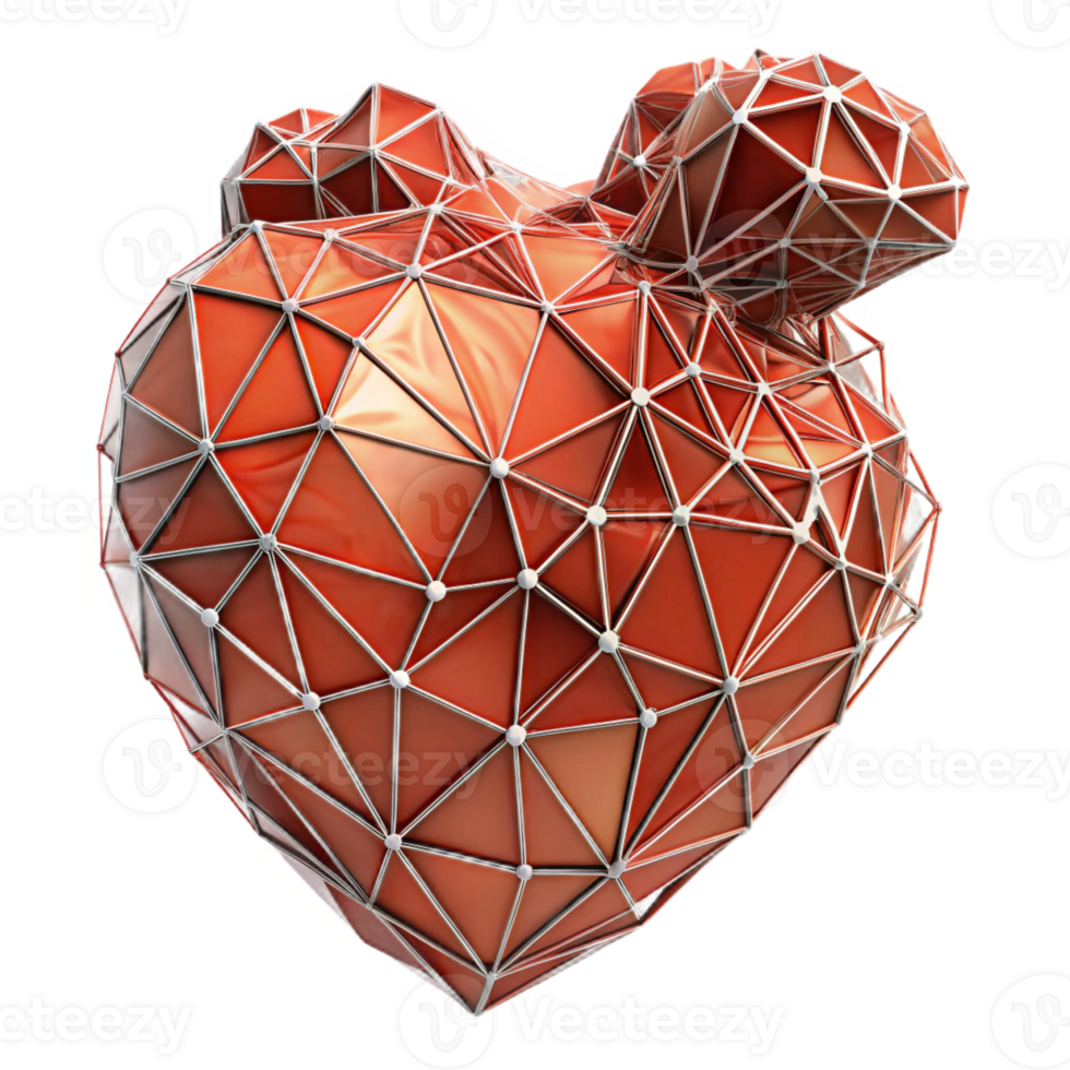 vibrant vintage A human heart, abstract and geometric, made of interconnected lines authentic png