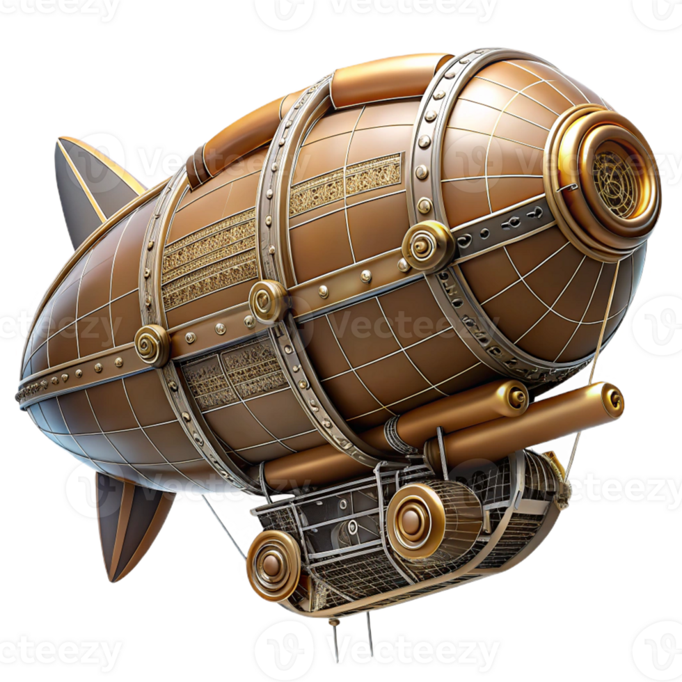 vibrant modern Steampunk airship blueprint scroll with intricate diagrams and technical specifications premium png