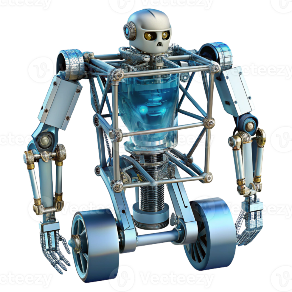 wonderful traditional Robot chassis, skeletal frame, exposed wiring 4K png