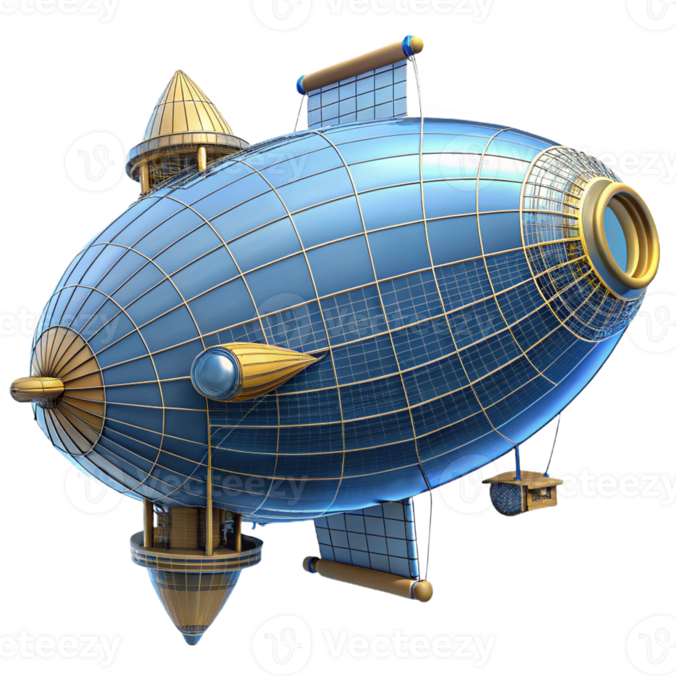 impressive minimalist Steampunk airship blueprint diagram, isolated object high resolution png