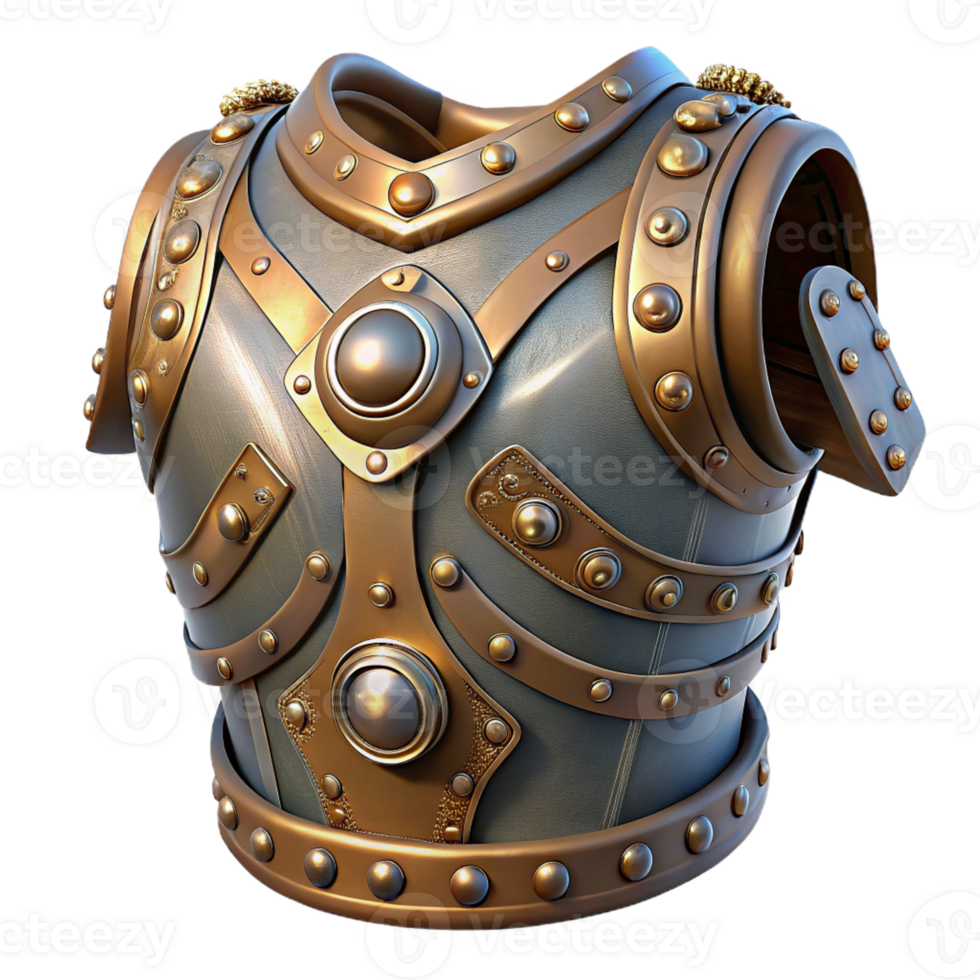 magnificent vintage Steampunk armor breastplate with intricate metal plating and rivets genuine png