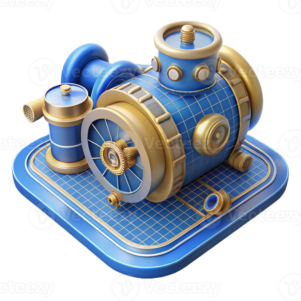 beautiful classic Steampunk device blueprint diagram, isolated object high quality png