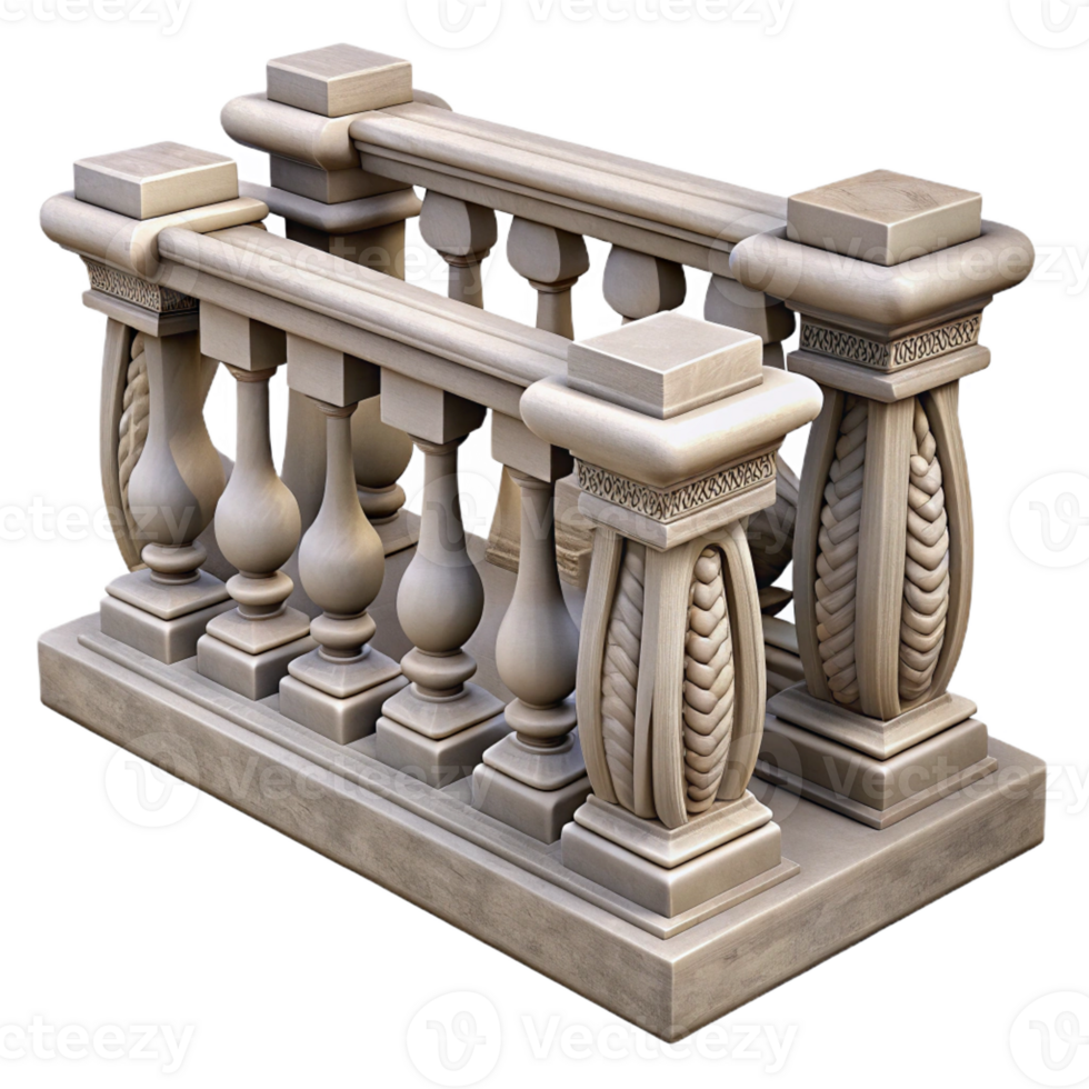 elegant artistic Stone balustrade, carved, intricate, genuine png
