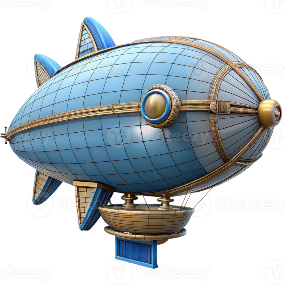 beautiful traditional Steampunk airship blueprint diagram, isolated object premium png