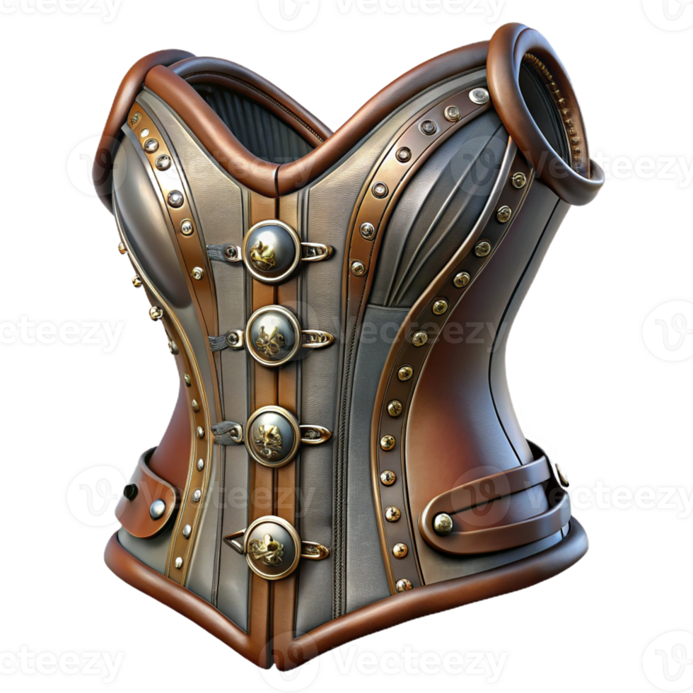 impressive modern Steampunk corset with intricate lacing and metallic accents detailed png