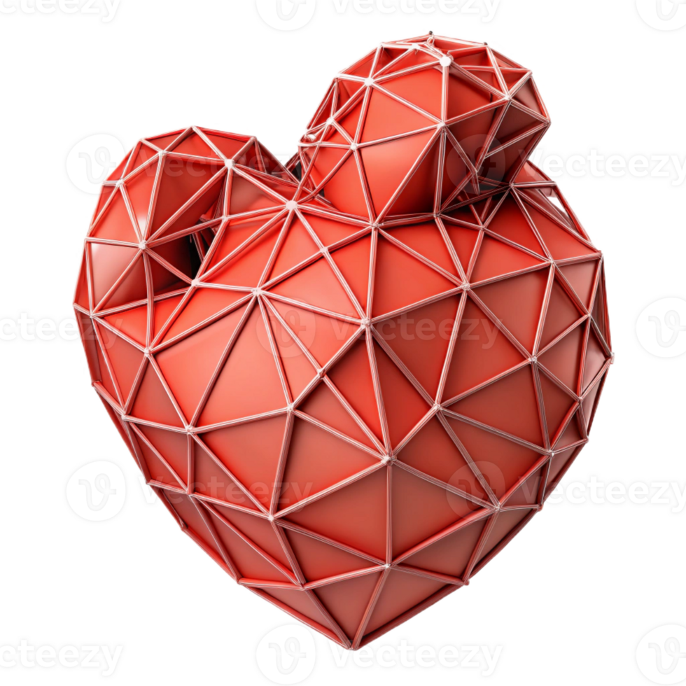 wonderful traditional A human heart, abstract and geometric, made of interconnected lines 4K png