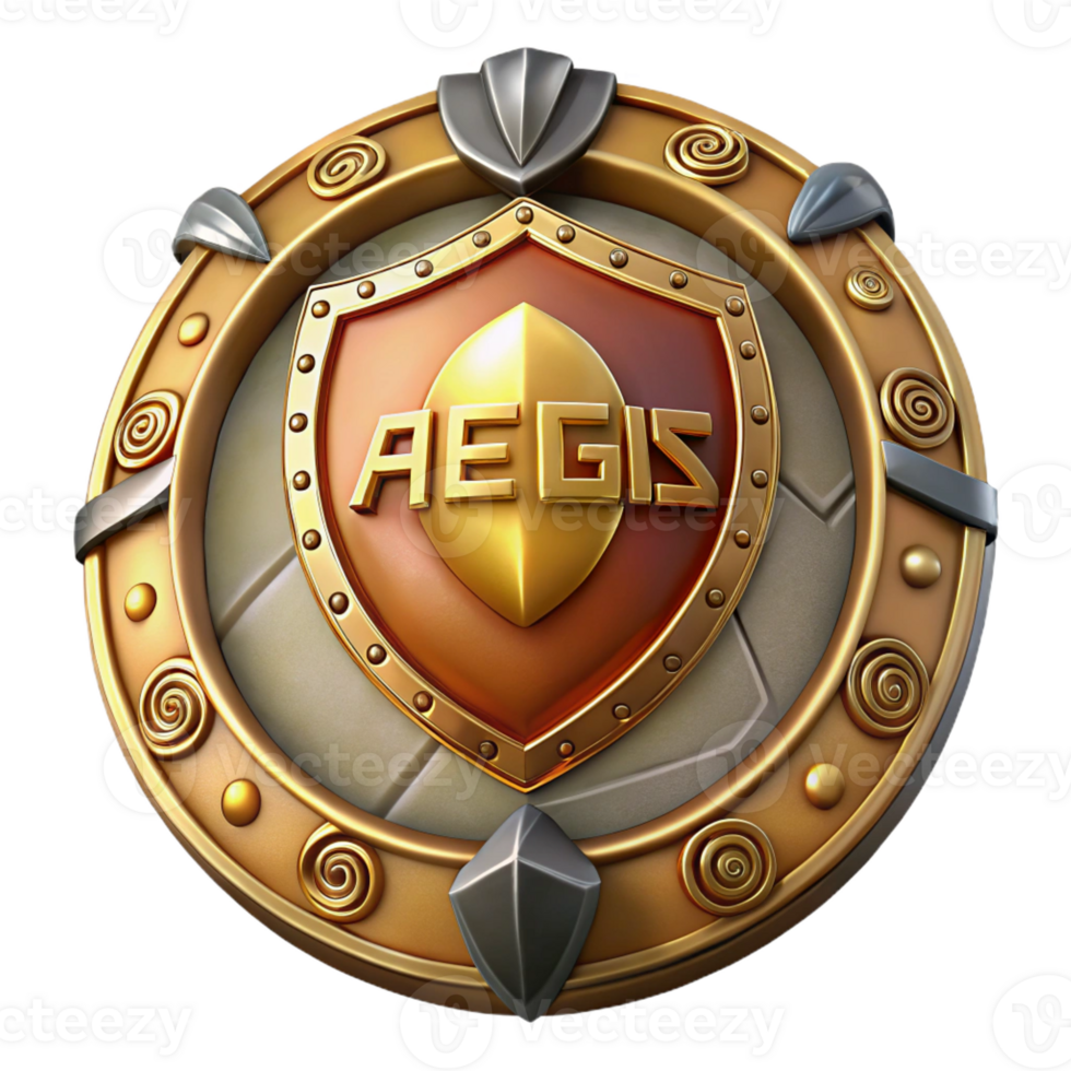 beautiful minimalist Aegis, shield of Zeus and Athena, premium png