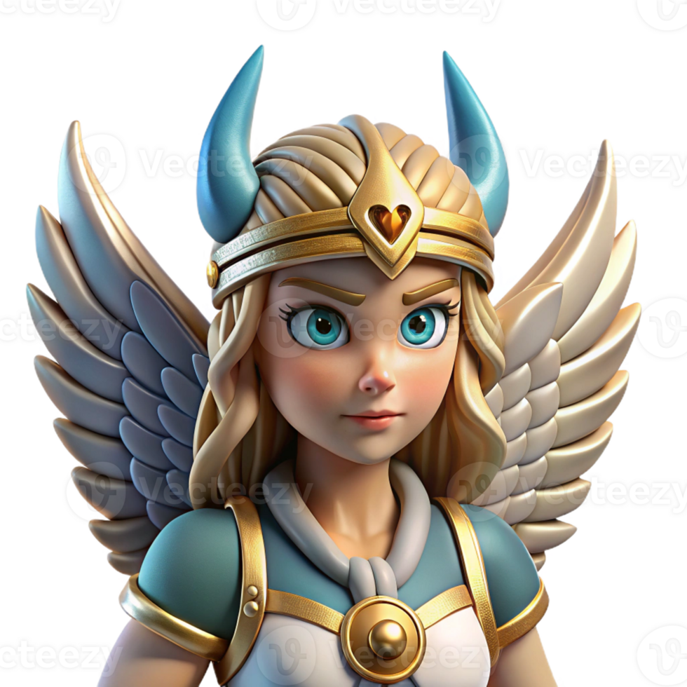 beautiful creative Valkyrie, Norse warrior maiden, winged figure, 4K png