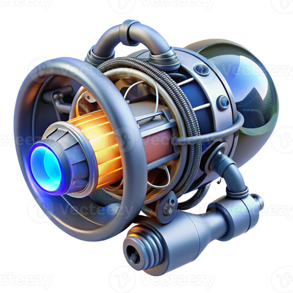 impressive rustic Spaceship engine, plasma core, intricate wiring 4K png