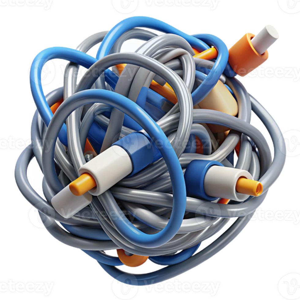 elegant rustic A tangled mess of computer cables authentic png