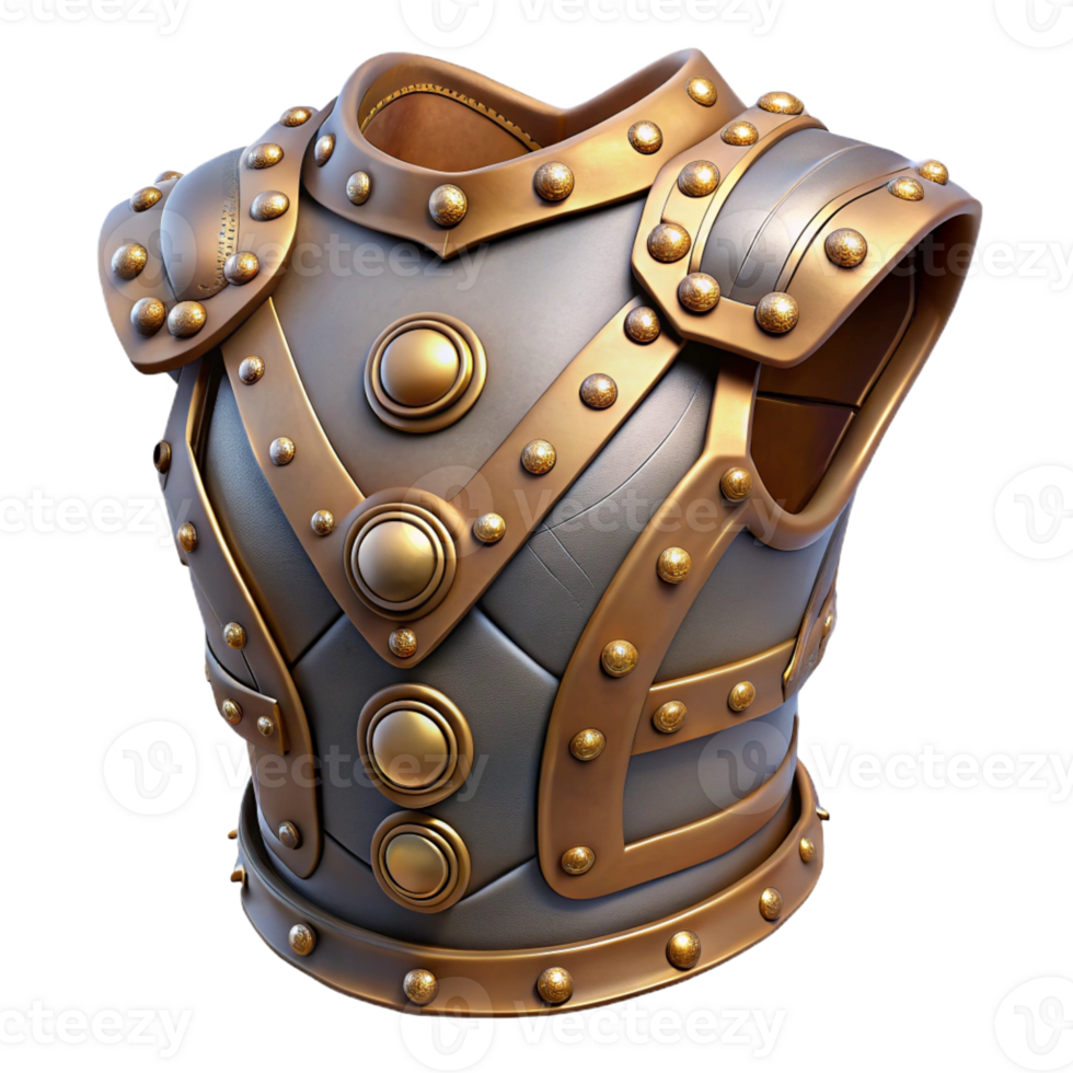 extraordinary creative Steampunk armor breastplate with intricate metal plating and rivets genuine png