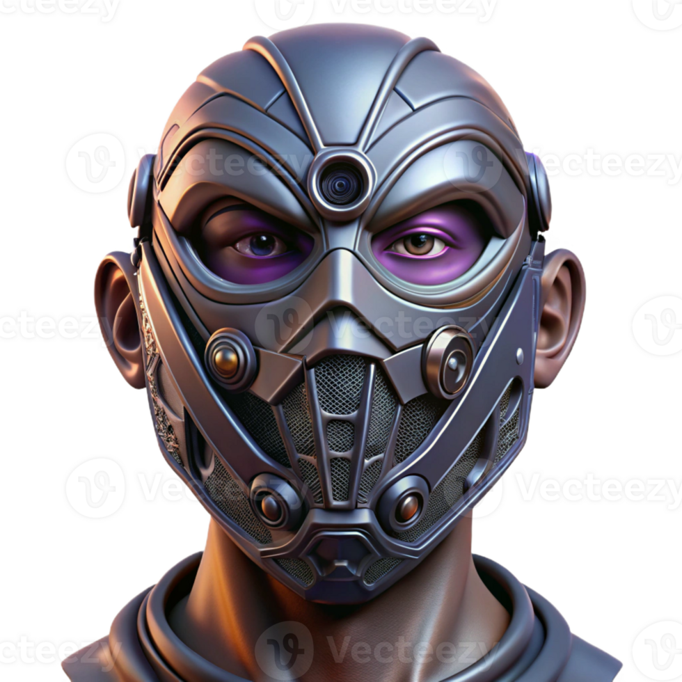 stunning classic Cyberpunk mask, covering lower face, intricate design high resolution png