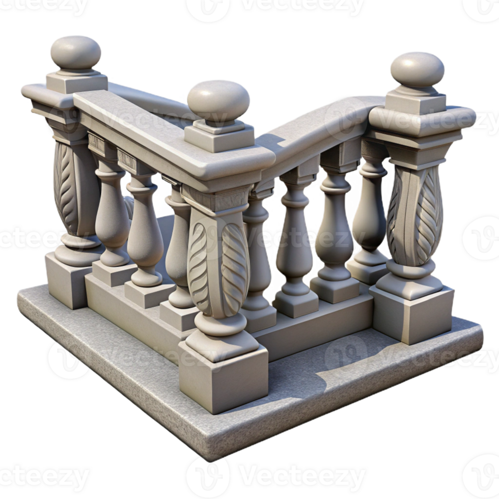 extraordinary vintage Stone balustrade, carved, intricate, genuine png