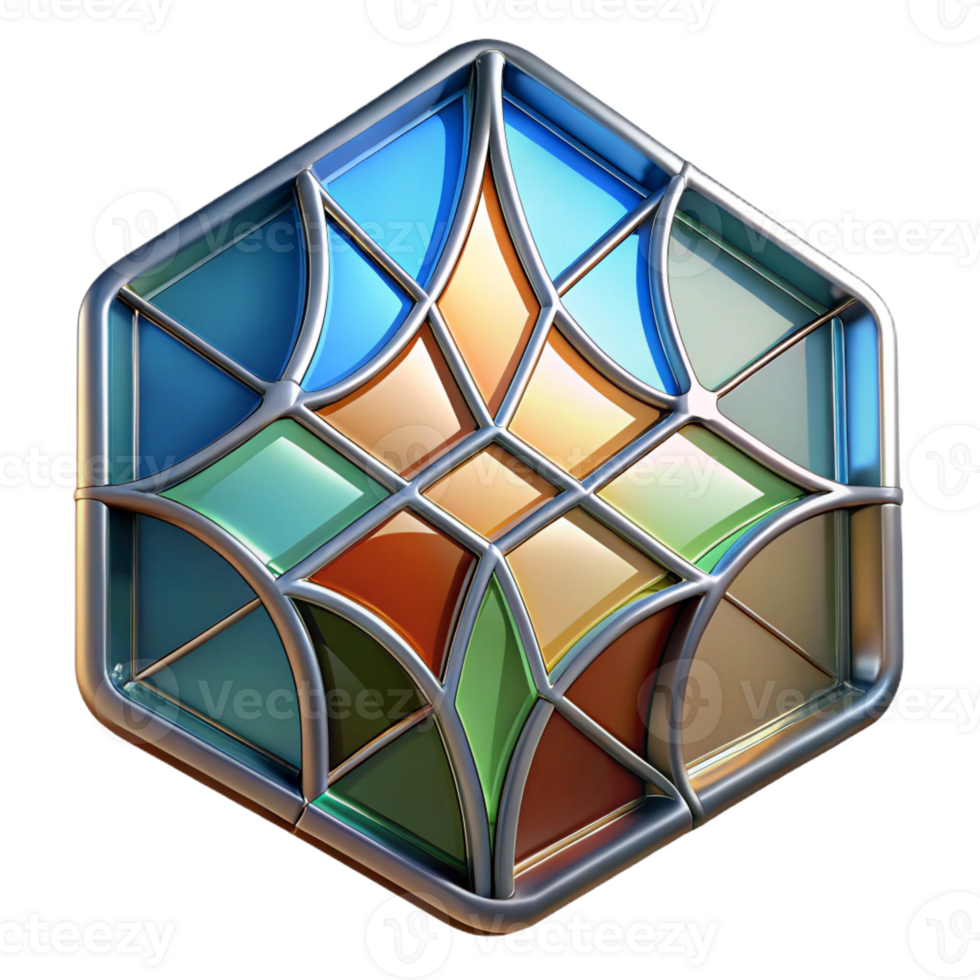 magnificent vintage Stained glass window panel, abstract, original png