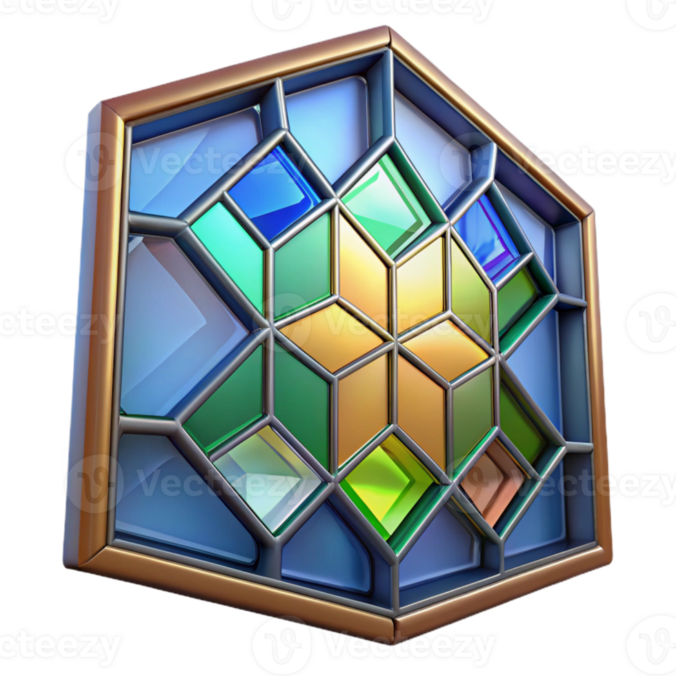 magnificent artistic Stained glass window panel, abstract, detailed png