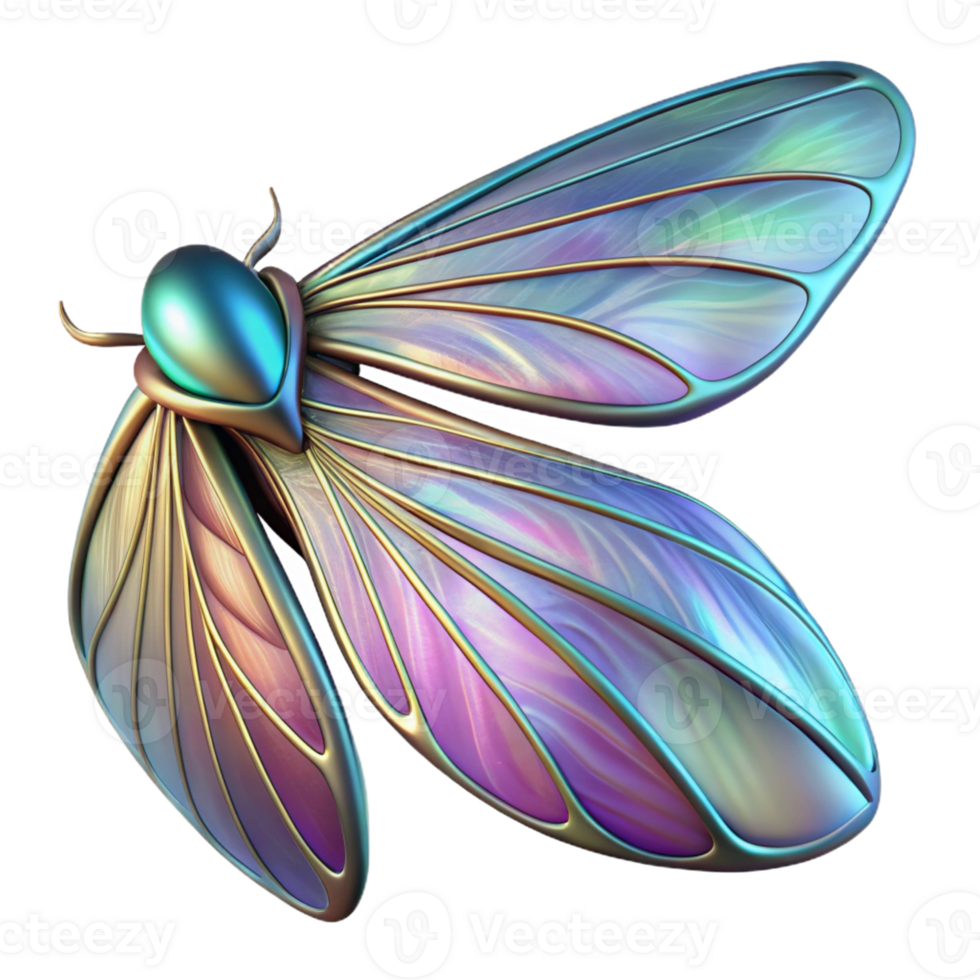 magnificent rustic Alien Insect Wing, iridescent, intricate veins premium png