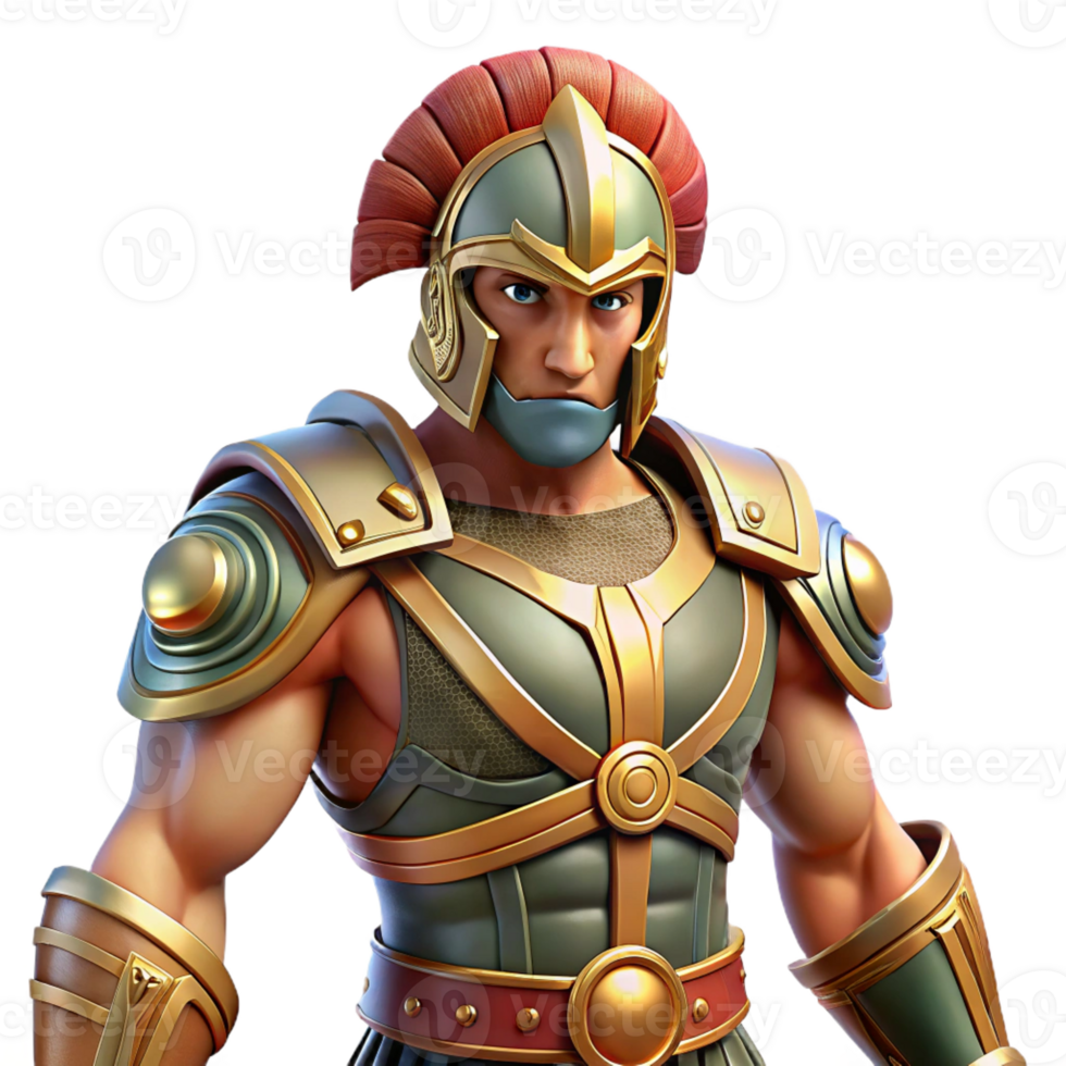 wonderful modern Ares, god of war, in full battle armor detailed png