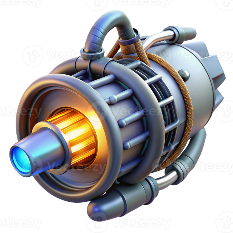 wonderful abstract Spaceship Engine, glowing plasma core, intricate pipes and wires genuine png