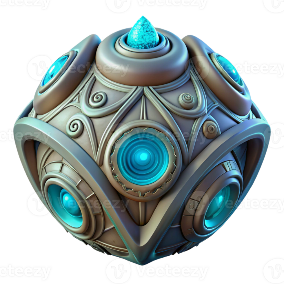 vibrant abstract Alien artifact, intricate carvings, glowing symbols detailed png