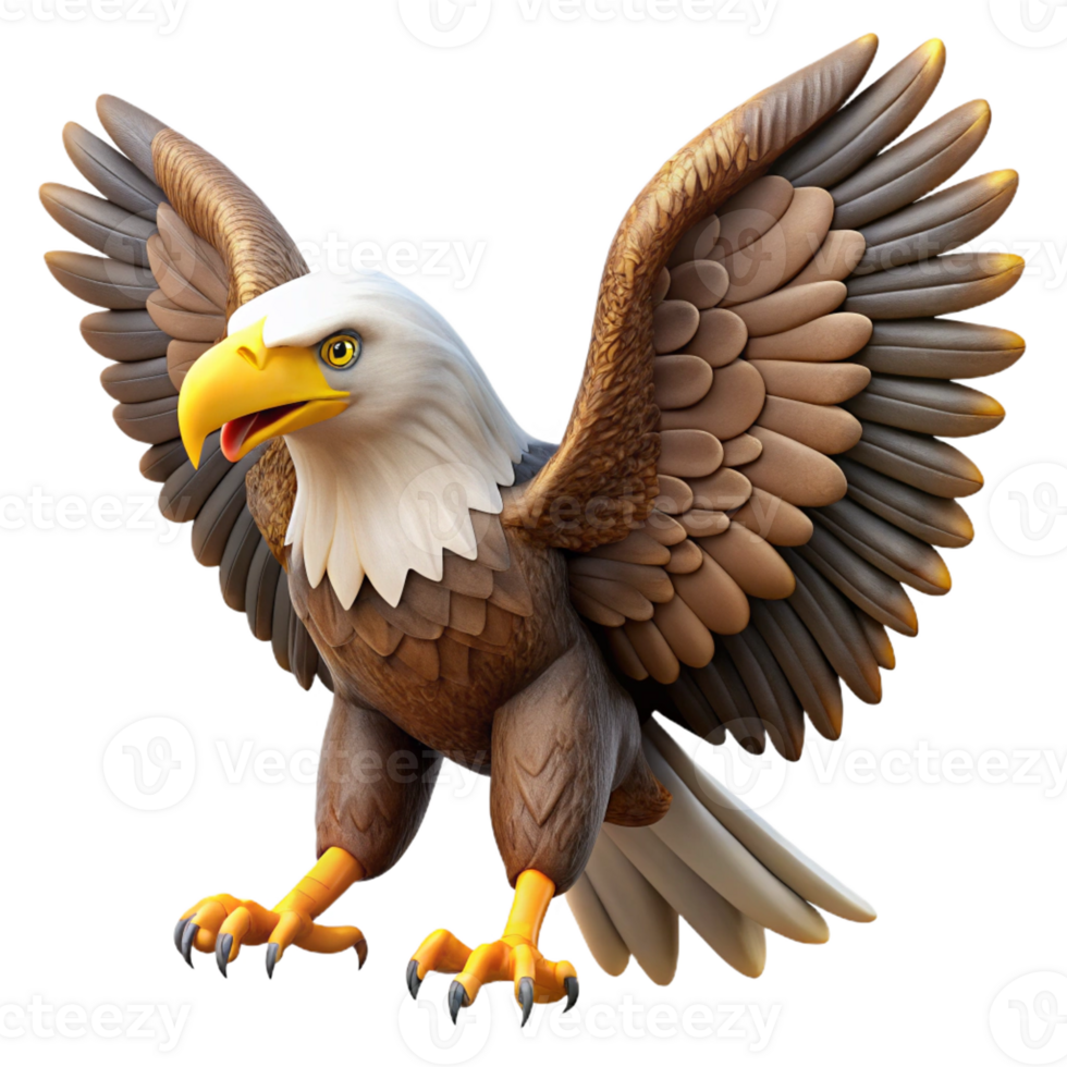 serene contemporary A majestic bald eagle, wings spread genuine png