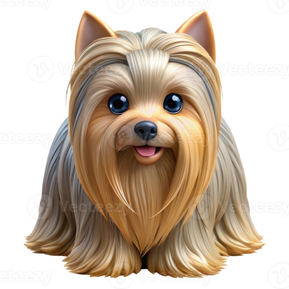 vibrant traditional A Yorkshire Terrier with long silky hair, high quality png