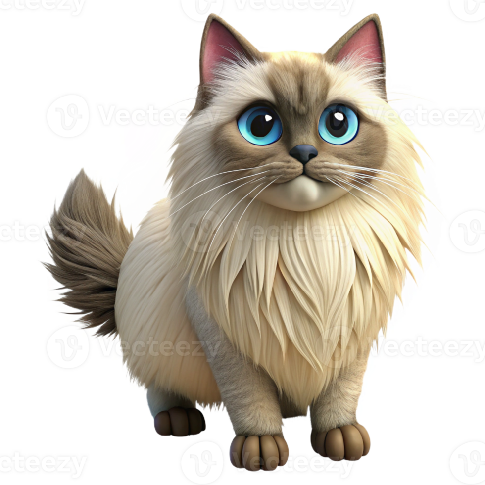 beautiful modern A Himalayan cat with long fur, premium png