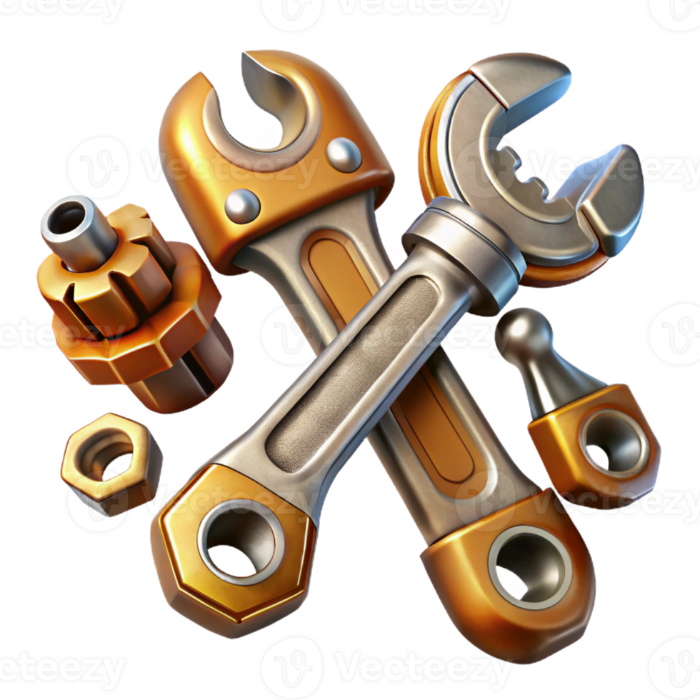 impressive vintage Steampunk wrench set with various sizes and intricate engravings premium png