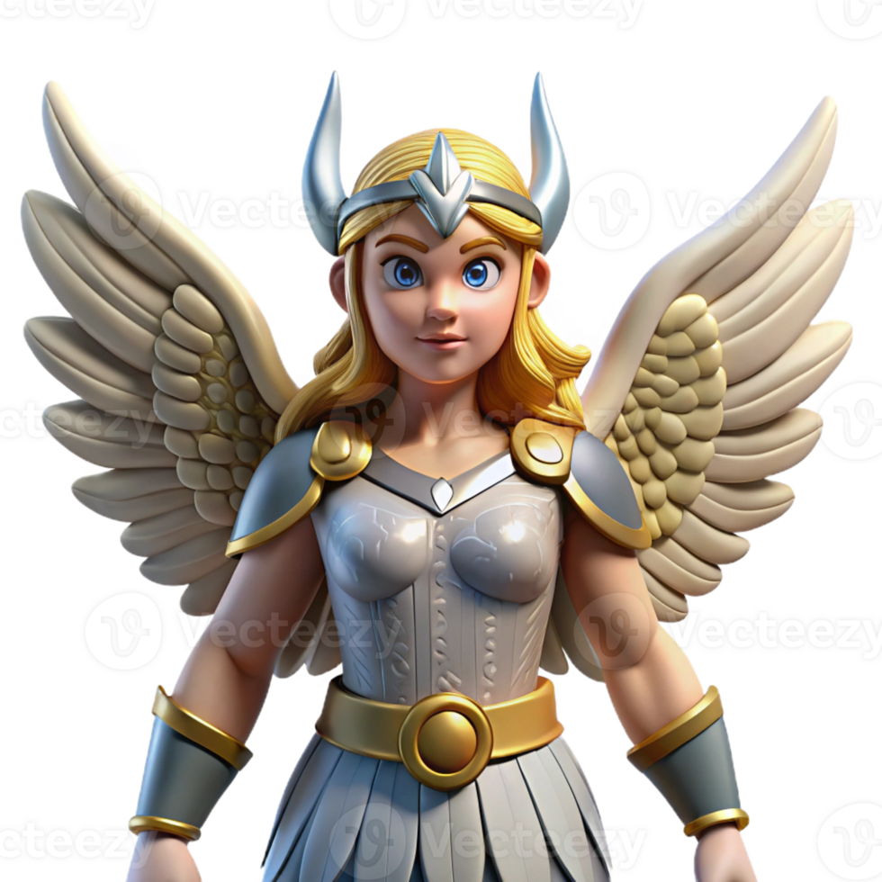 impressive modern Valkyrie, Norse warrior maiden, winged figure, 4K png