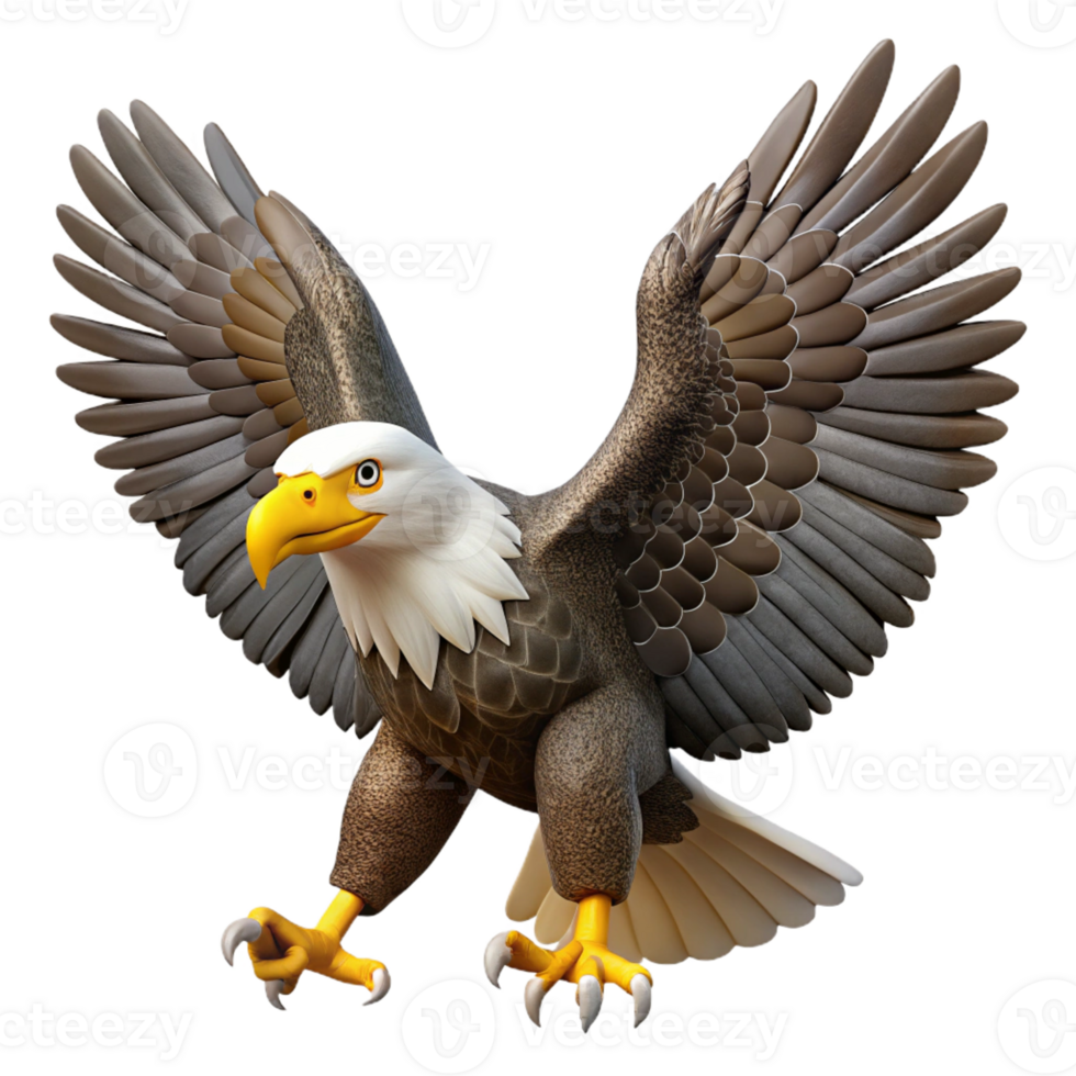 impressive minimalist A majestic bald eagle, wings spread 4K png