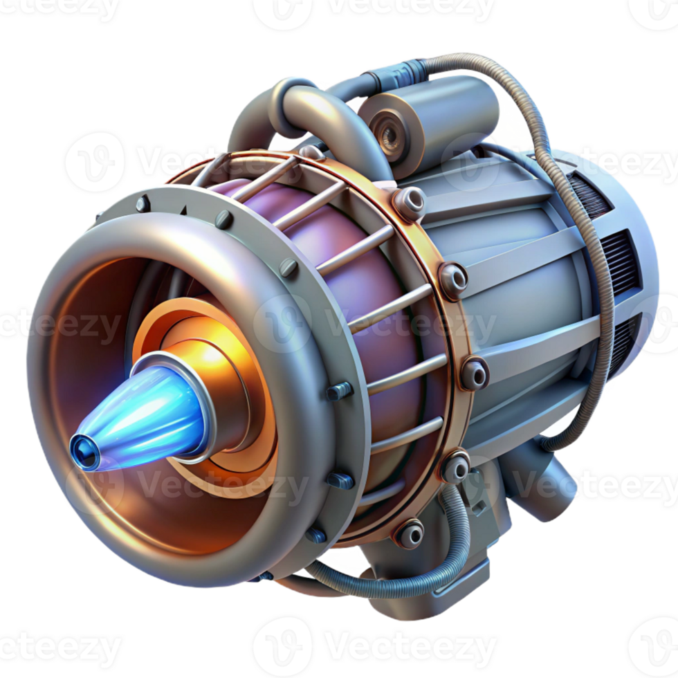 impressive vintage Spaceship engine, plasma core, intricate wiring high quality png