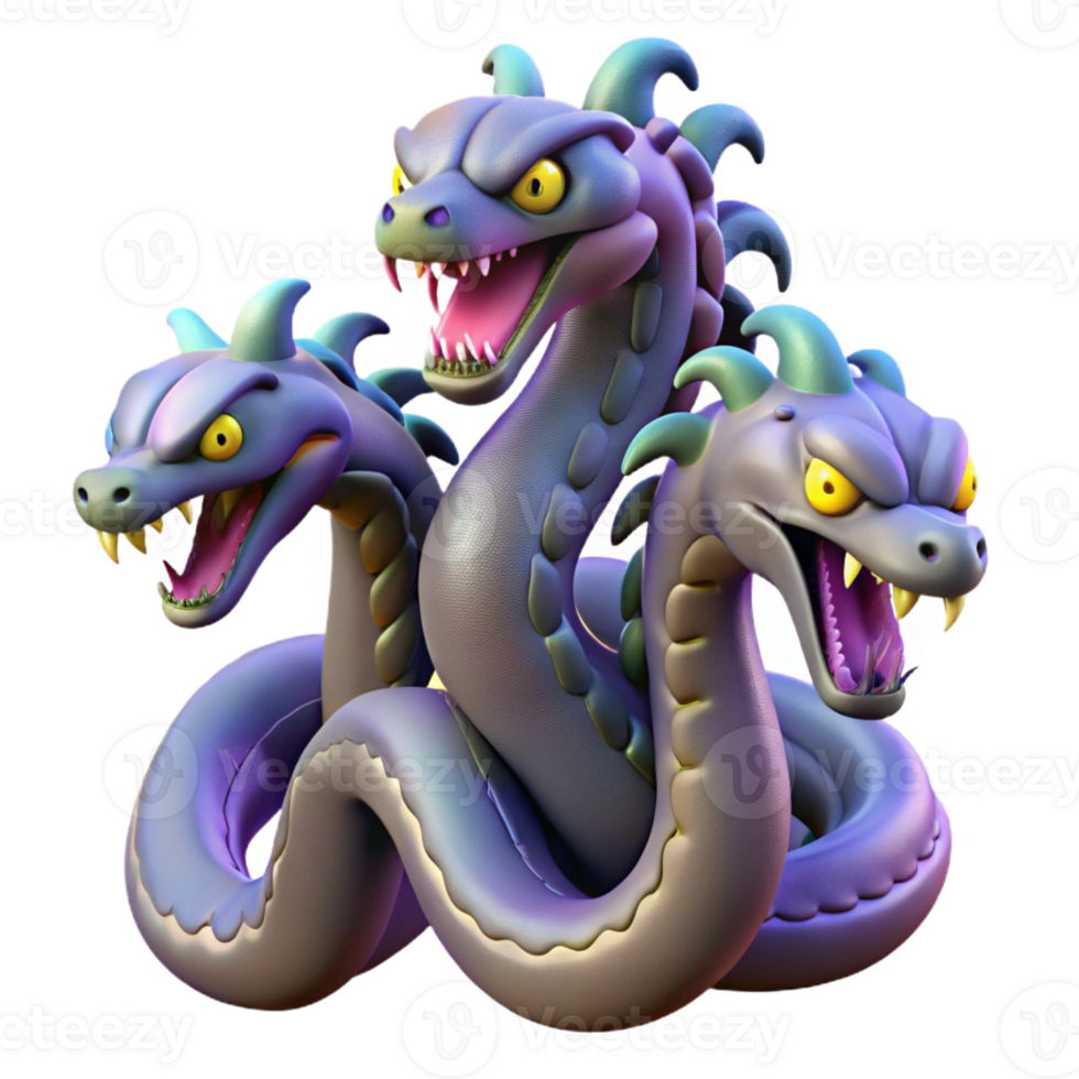 dramatic artistic Hydra, multi-headed serpent, high resolution png