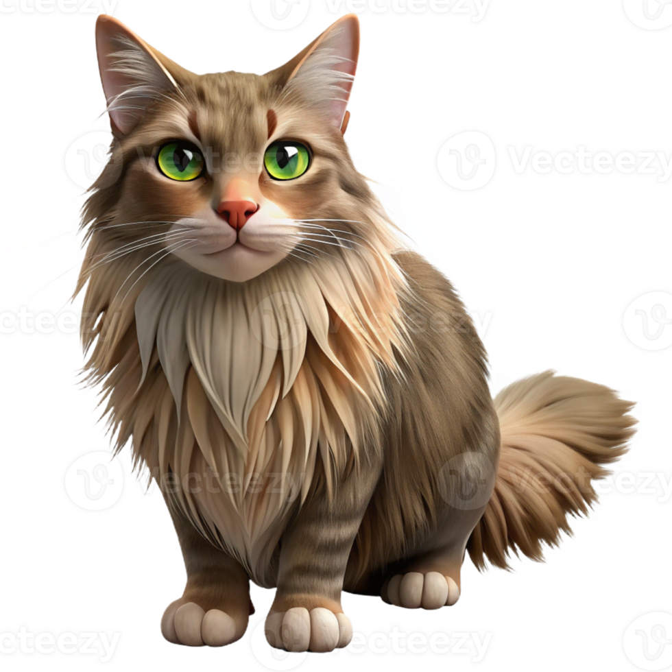 impressive classic Maine cat, long fur, exclusive png