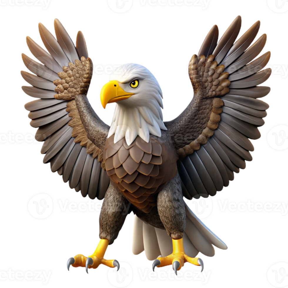 impressive artistic A majestic Bald Eagle with wings spread, exclusive png